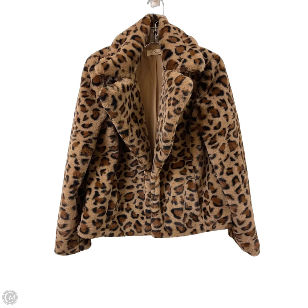 Jacket Faux Fur & Sherpa By Elan In Animal Print, Size: M