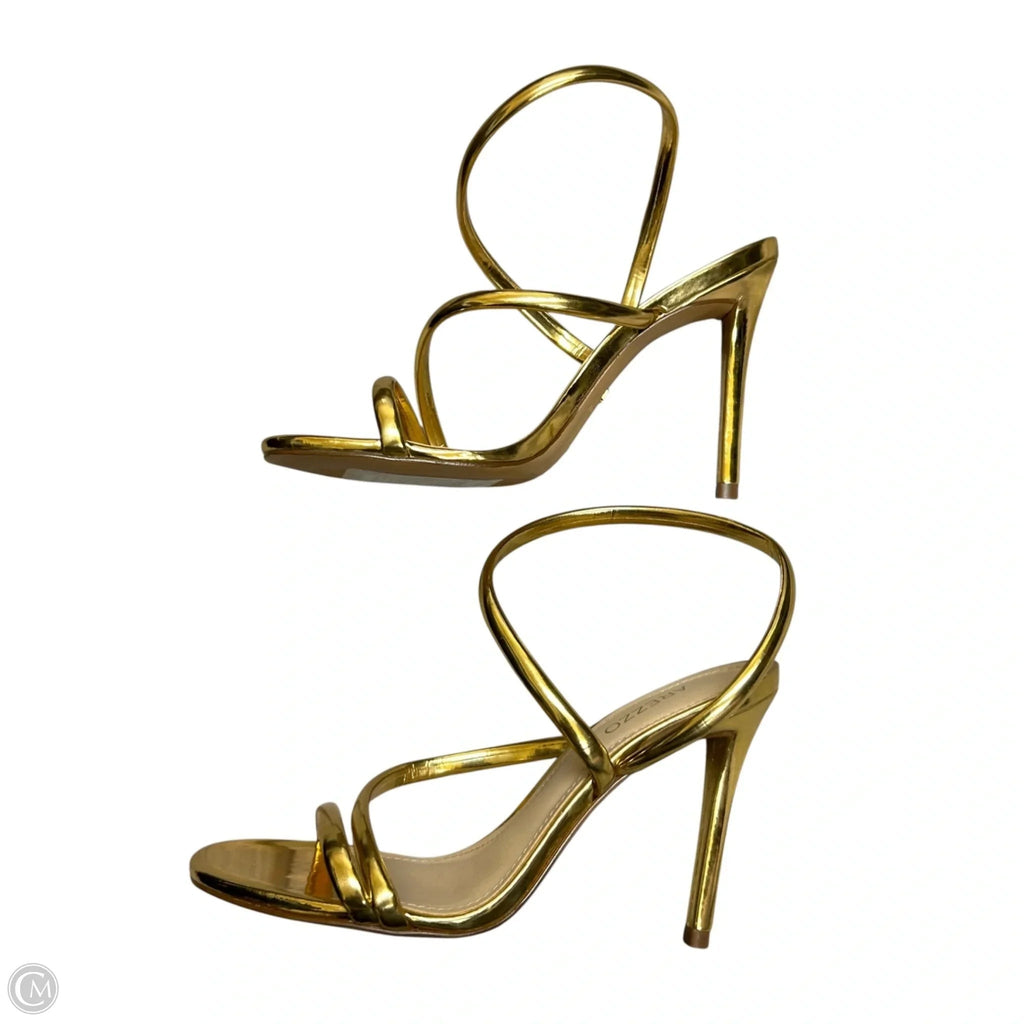 Sandals Heels Stiletto By Arezzo In Gold, Size: 6