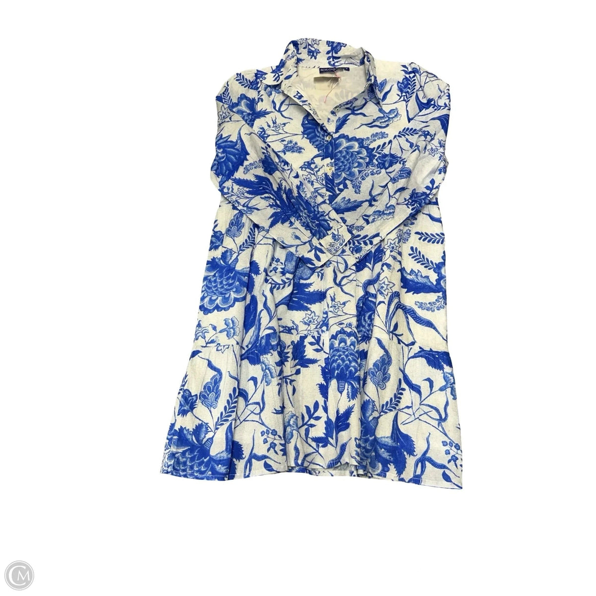 Dress Casual Short By Ros Garden In Blue & White, Size: M