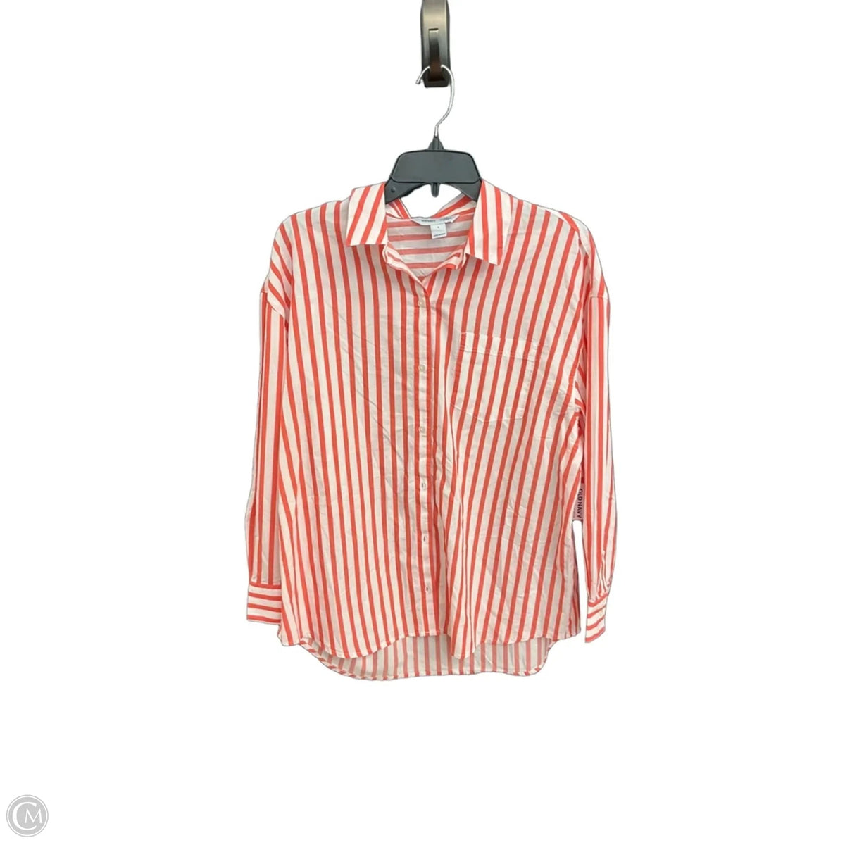 Blouse Long Sleeve By Old Navy In Striped Pattern, Size: S