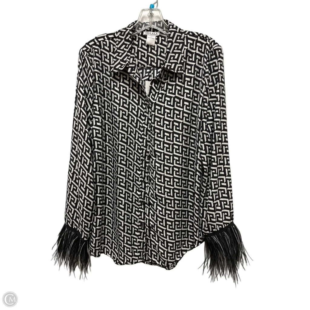 Blouse Long Sleeve By Clothes Mentor In Black & White, Size: L