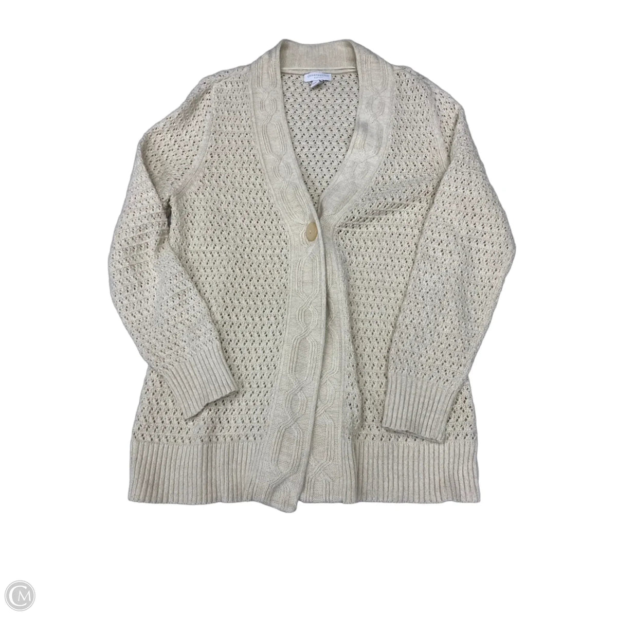 Cardigan By Clothes Mentor In Cream, Size: Lp