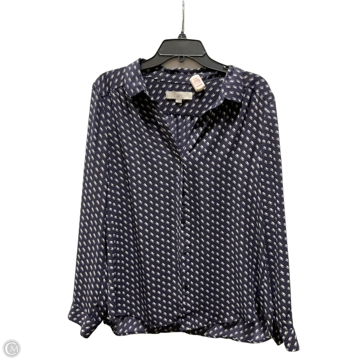 Blouse Long Sleeve By Loft In Navy, Size: L