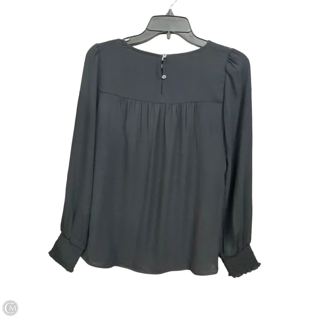 Blouse Long Sleeve By Loft In Black, Size: Xxs