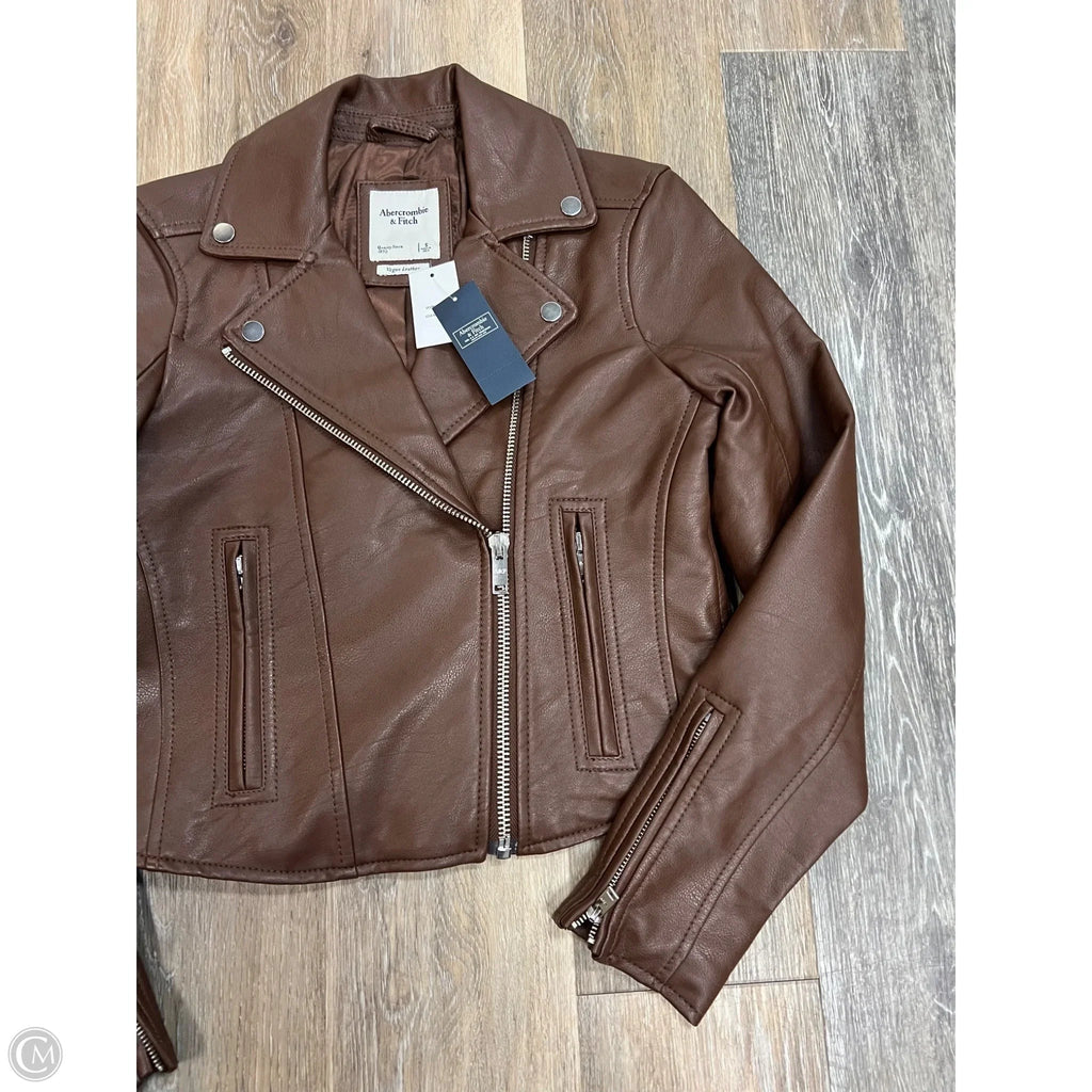 -Jacket Moto By Abercrombie And Fitch In Brown, Size: S