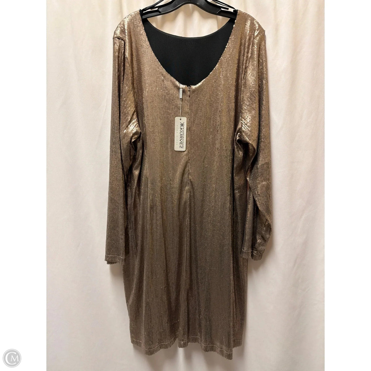 Dress Casual Midi By Clothes Mentor In Gold, Size: 3x