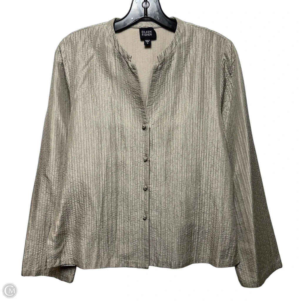 Silk Blend Jacket By Eileen Fisher In Taupe, Size: S