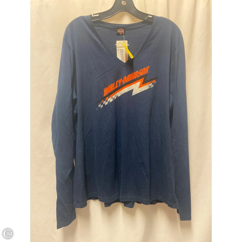 Top Long Sleeve By Harley Davidson In Navy, Size: 2x
