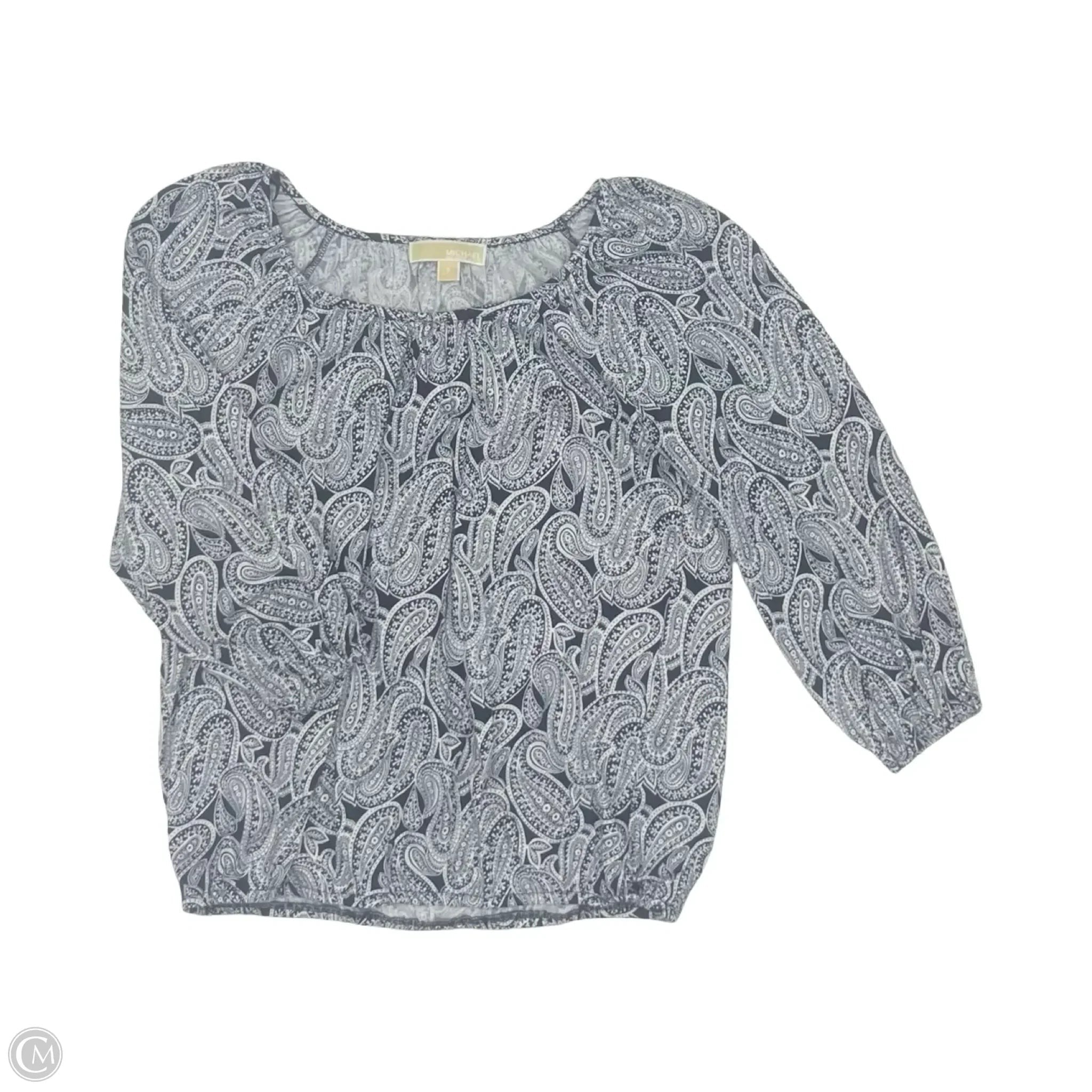Top 3/4 Sleeve Designer By Michael Kors In Blue & Cream, Size: S