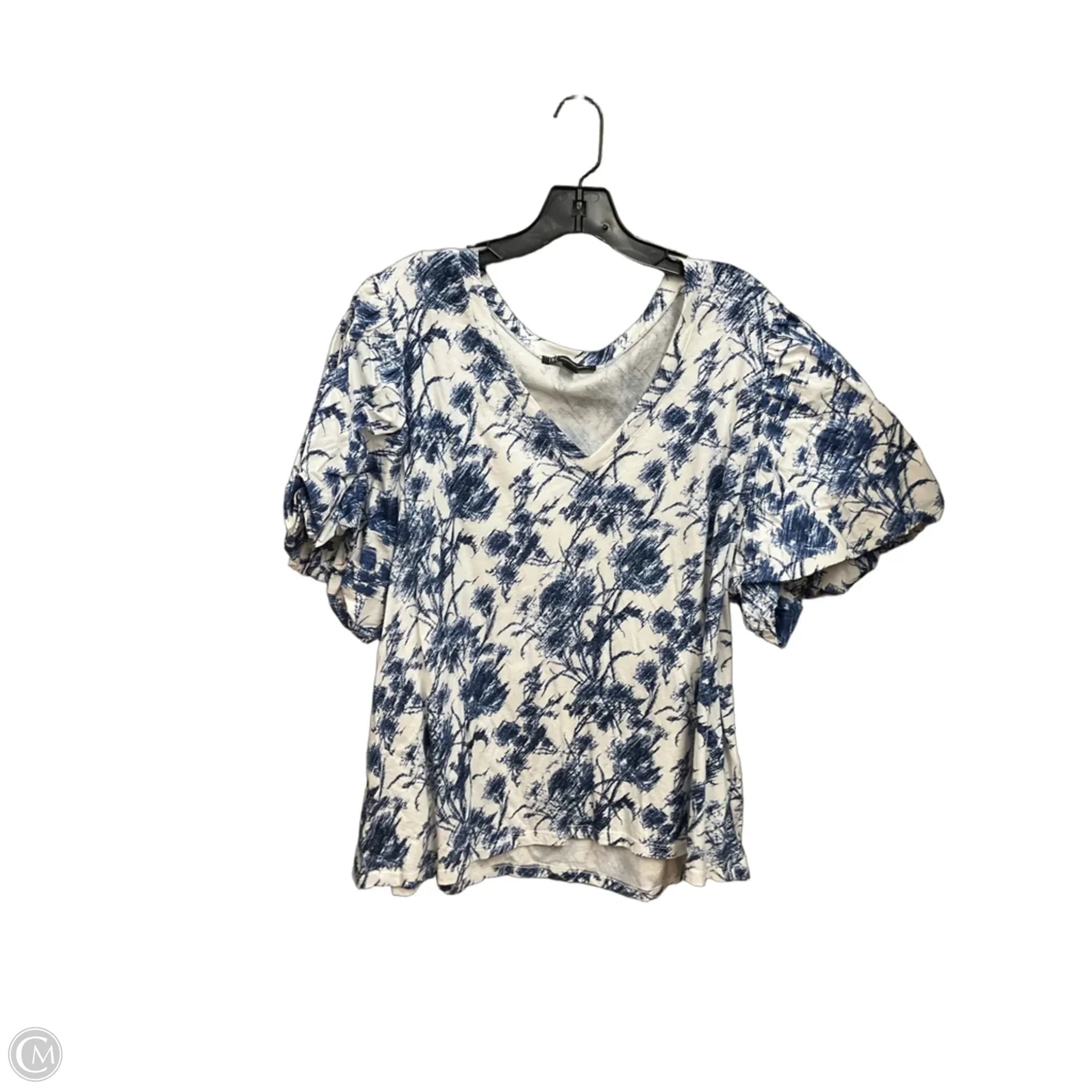 Top Short Sleeve By Inc In Blue & White, Size: 3x