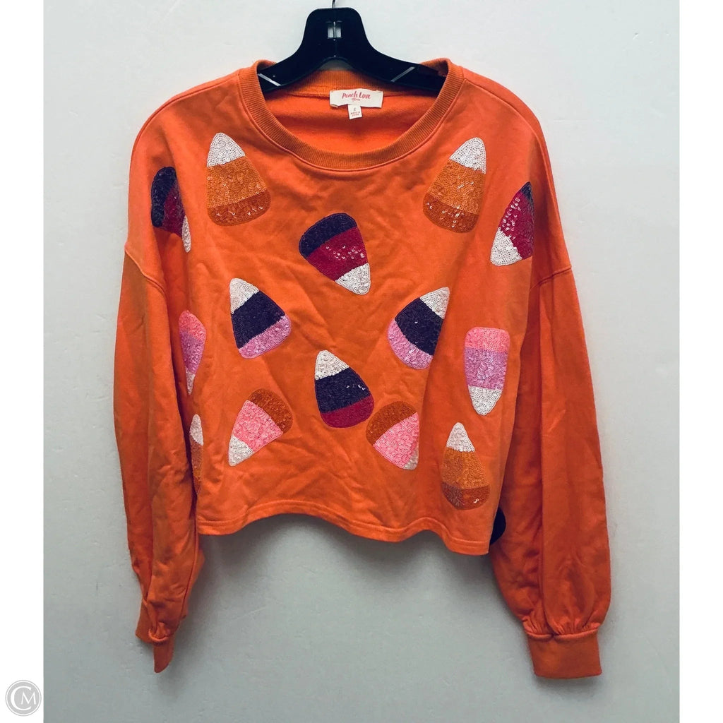 Top Long Sleeve By Peach Love Cream California In Orange, Size: S