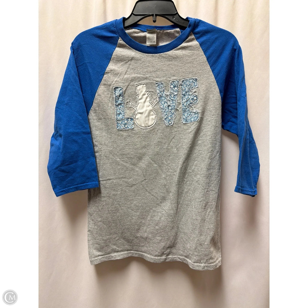 Top 3/4 Sleeve By Gildan In Grey, Size: S