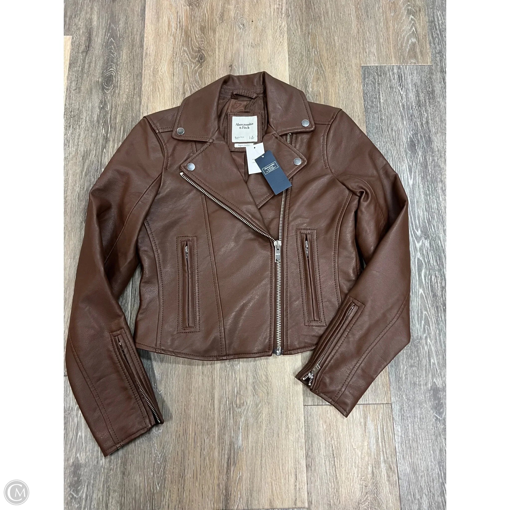 -Jacket Moto By Abercrombie And Fitch In Brown, Size: S