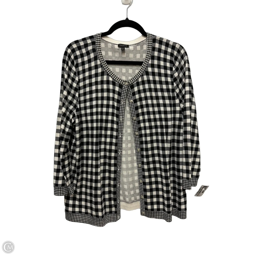 Sweater Cardigan By Talbots In Black & White, Size: L