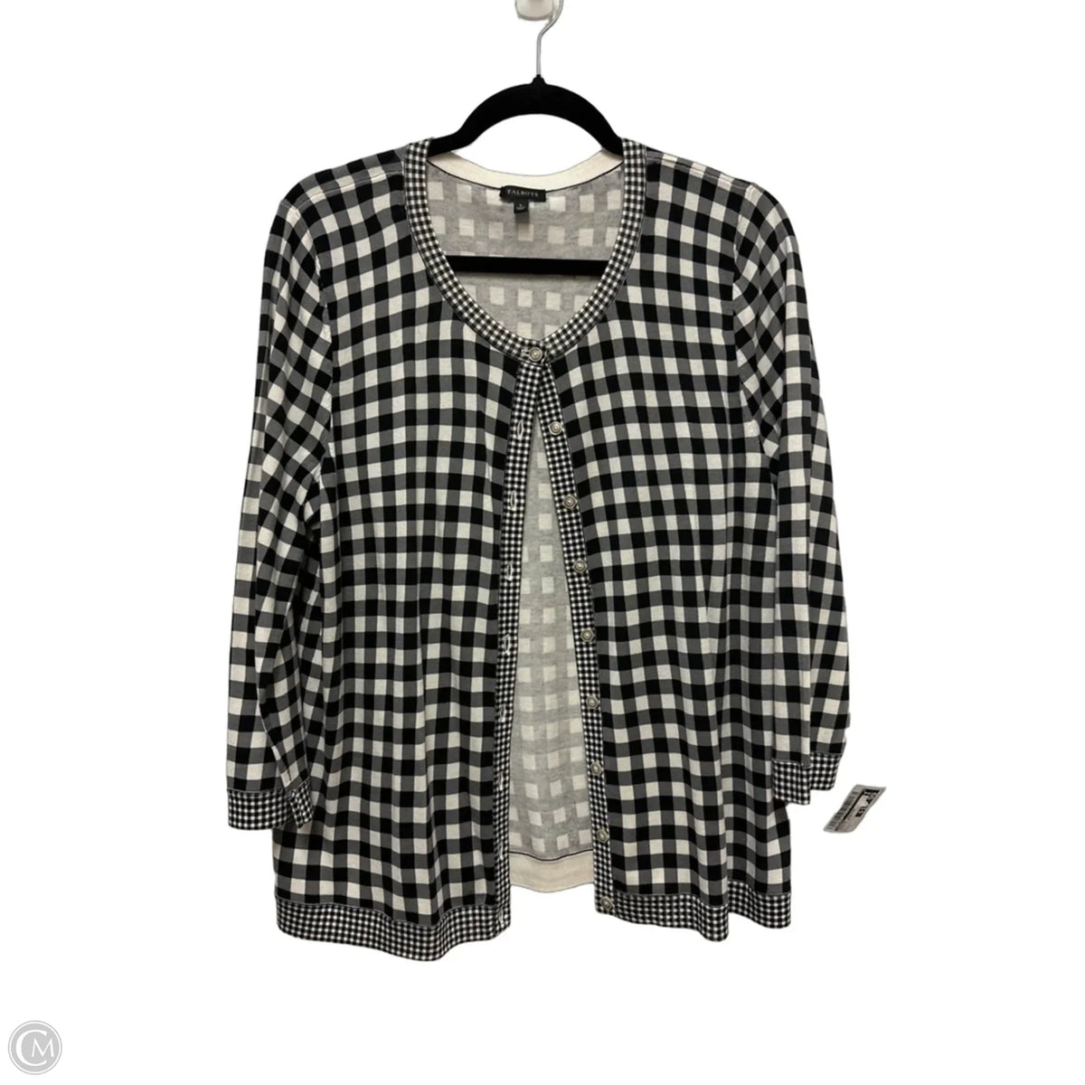 Sweater Cardigan By Talbots In Black & White, Size: L
