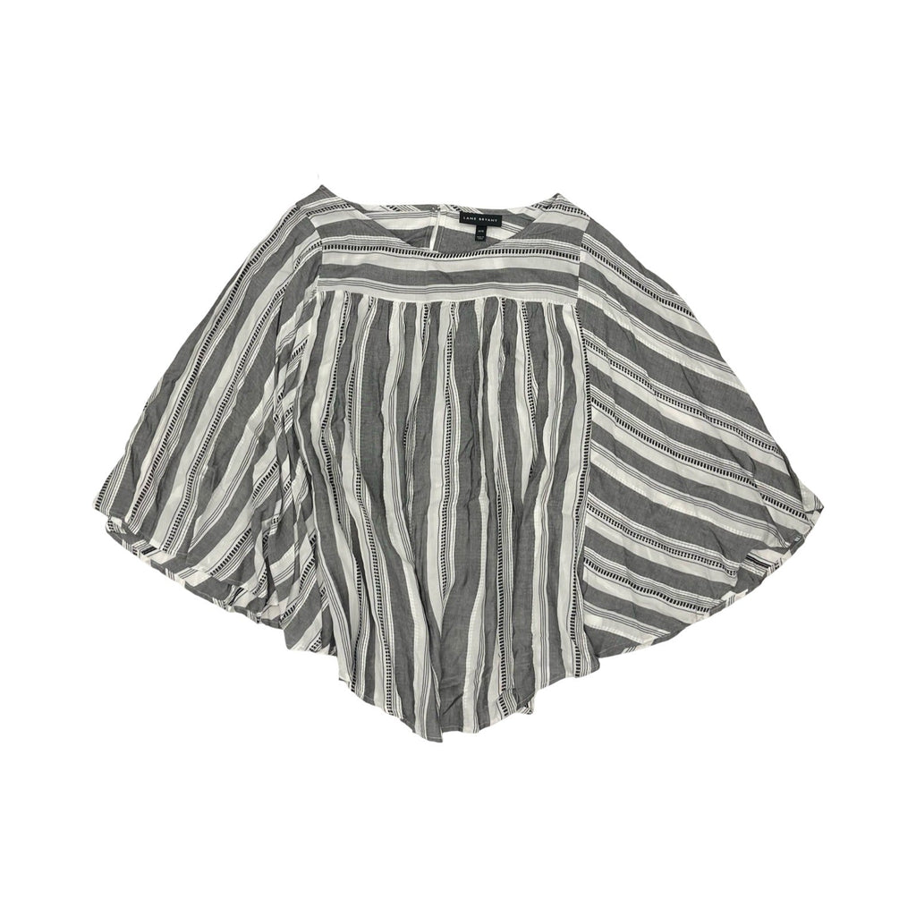 Blouse Ls By Lane Bryant In Grey & White, Size:L