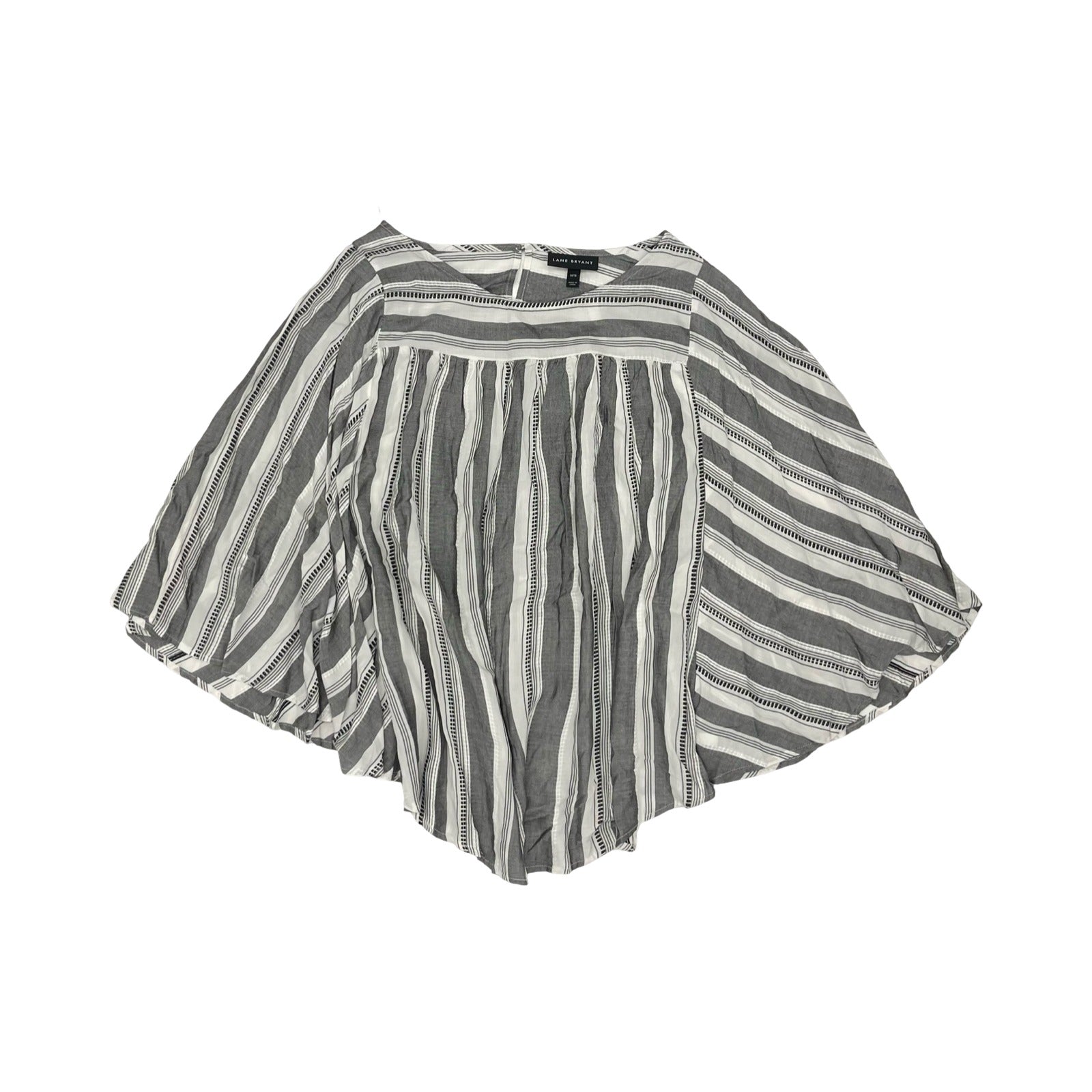 Blouse Ls By Lane Bryant In Grey & White, Size:L