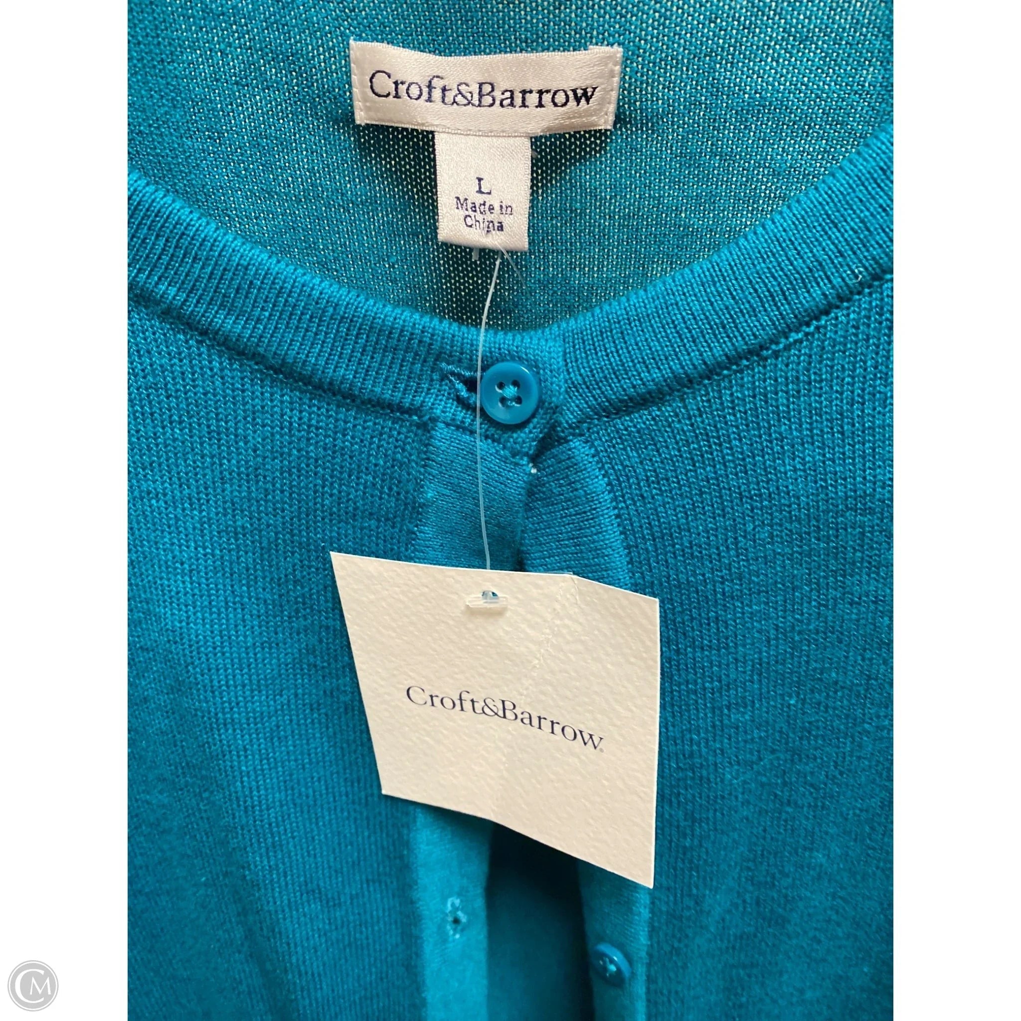 Cardigan By Croft And Barrow In Aqua, Size: L