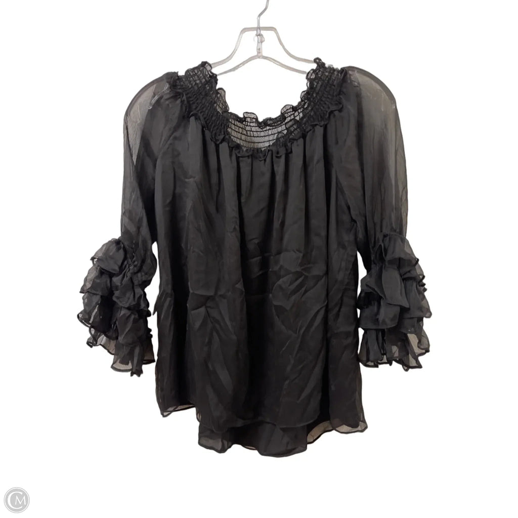 Top Long Sleeve By Cece In Black, Size: M