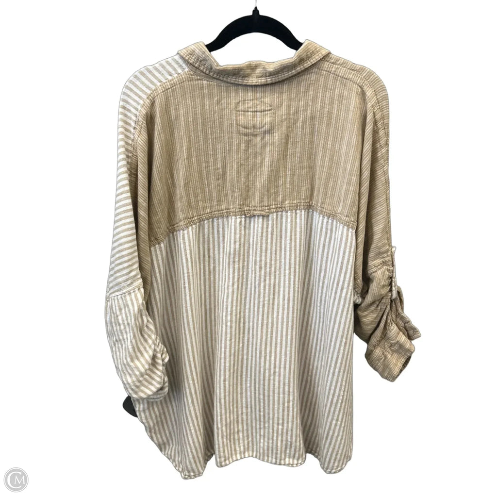 Top Long Sleeve By American Eagle In Tan, Size: M