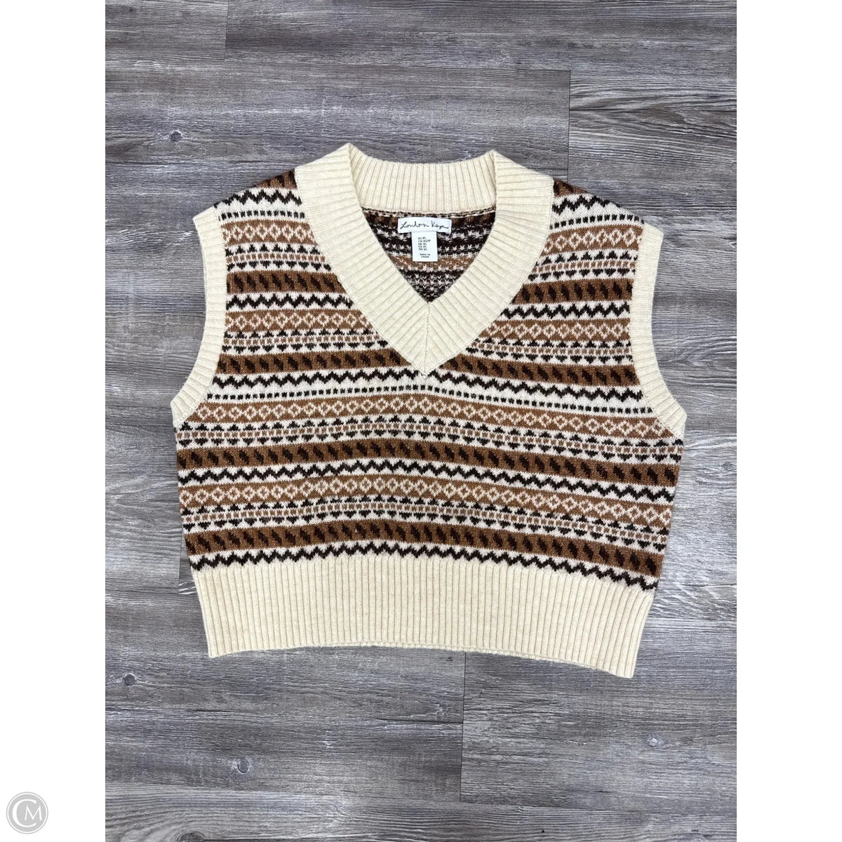 Sweater Short Sleeve By Clothes Mentor In Brown & Tan, Size: Xs