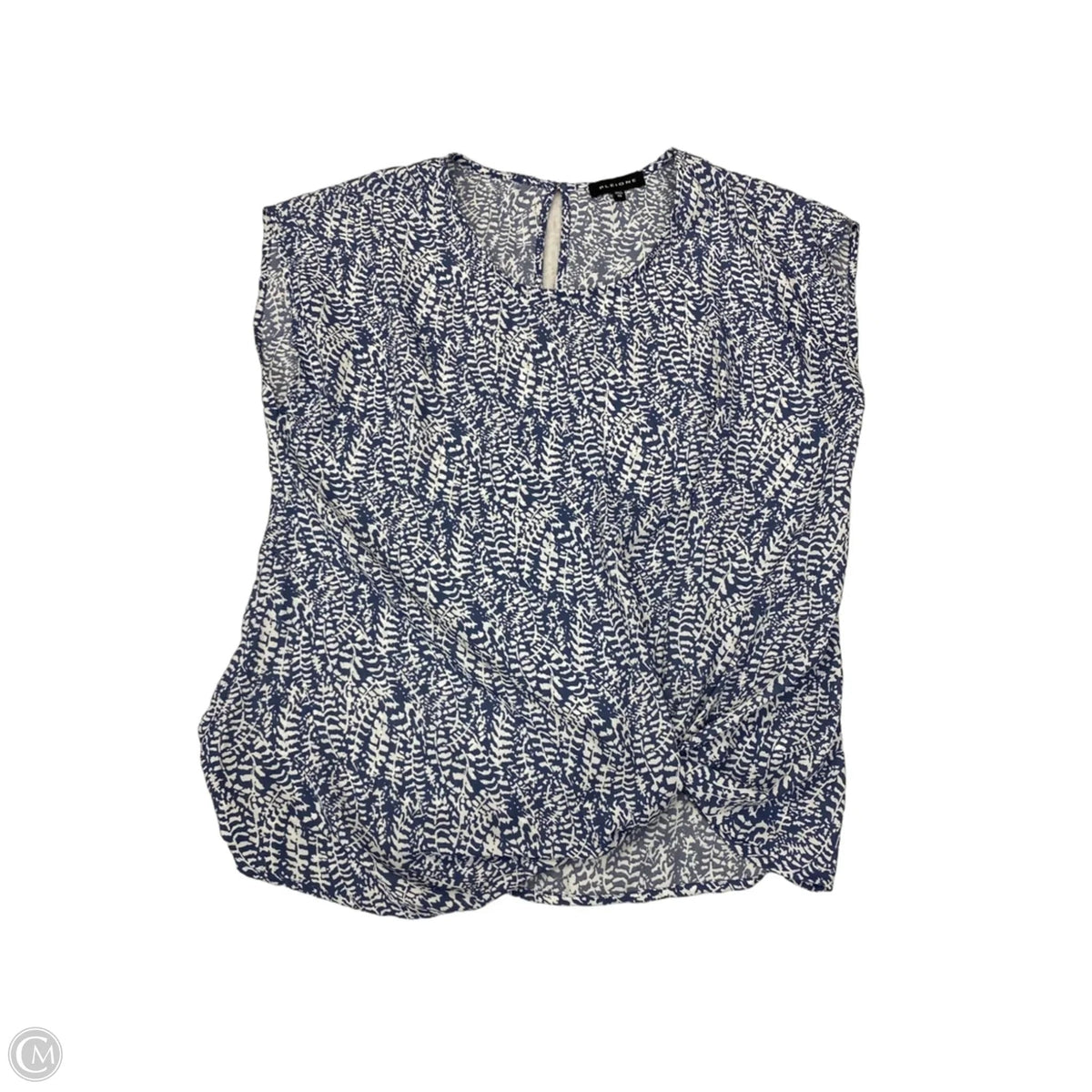 Blouse Short Sleeve By Pleione In Blue & White, Size: Xs
