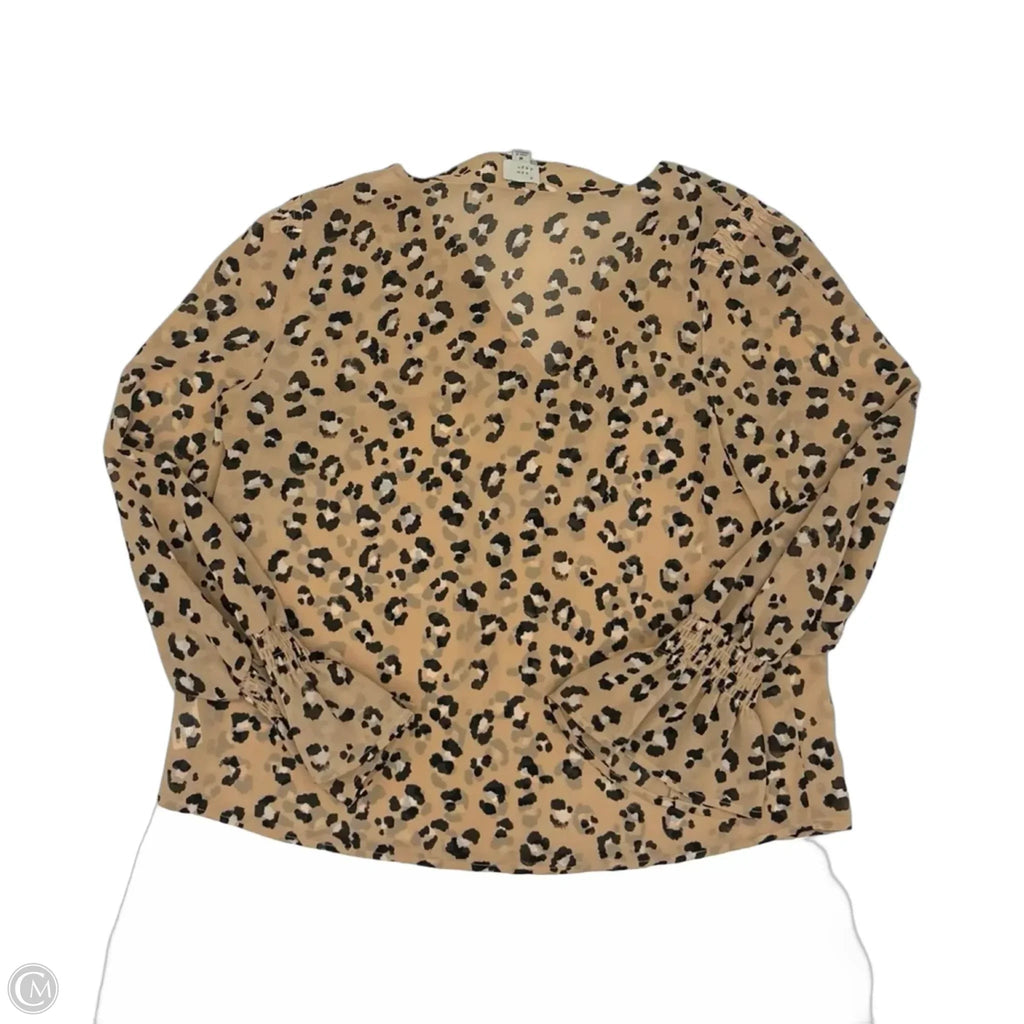 Blouse Long Sleeve By A New Day In Leopard Print, Size: M