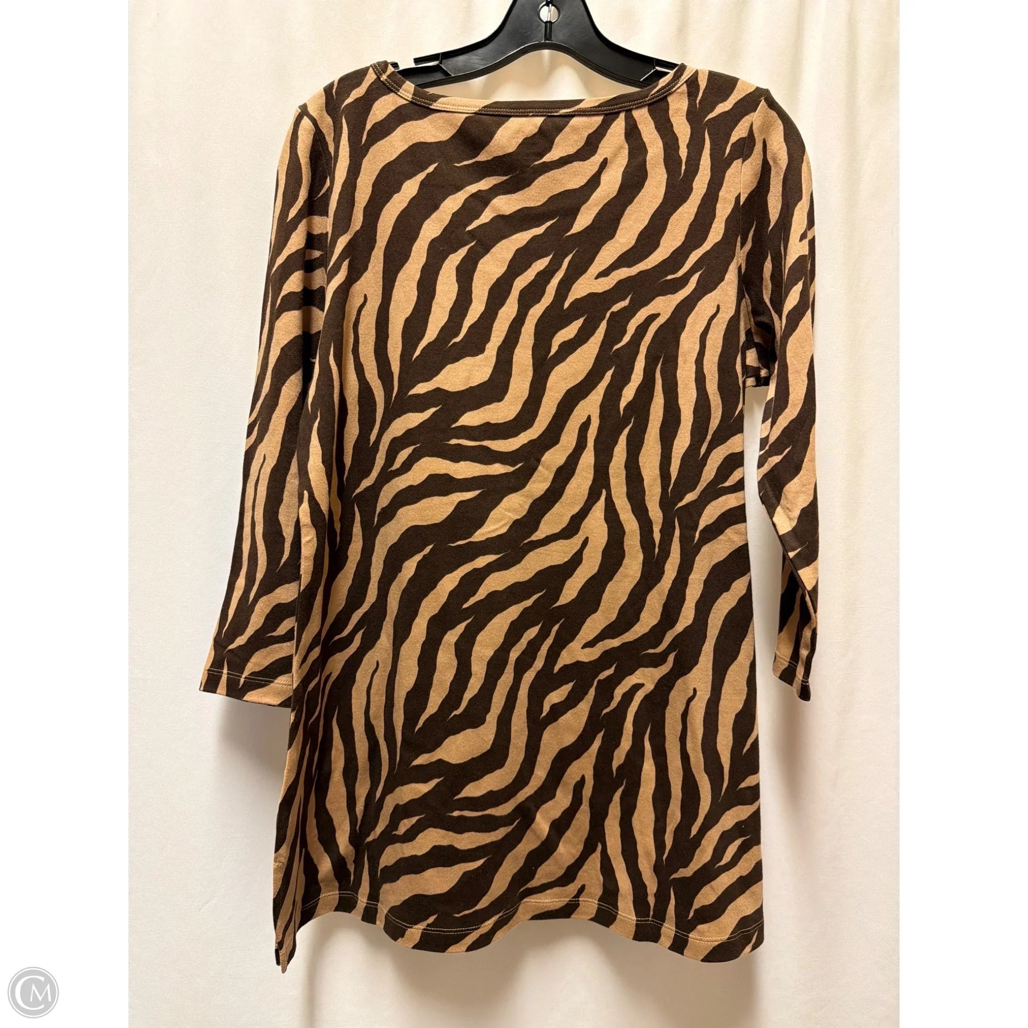 Top Long Sleeve By Kim Rogers In Brown, Size: M