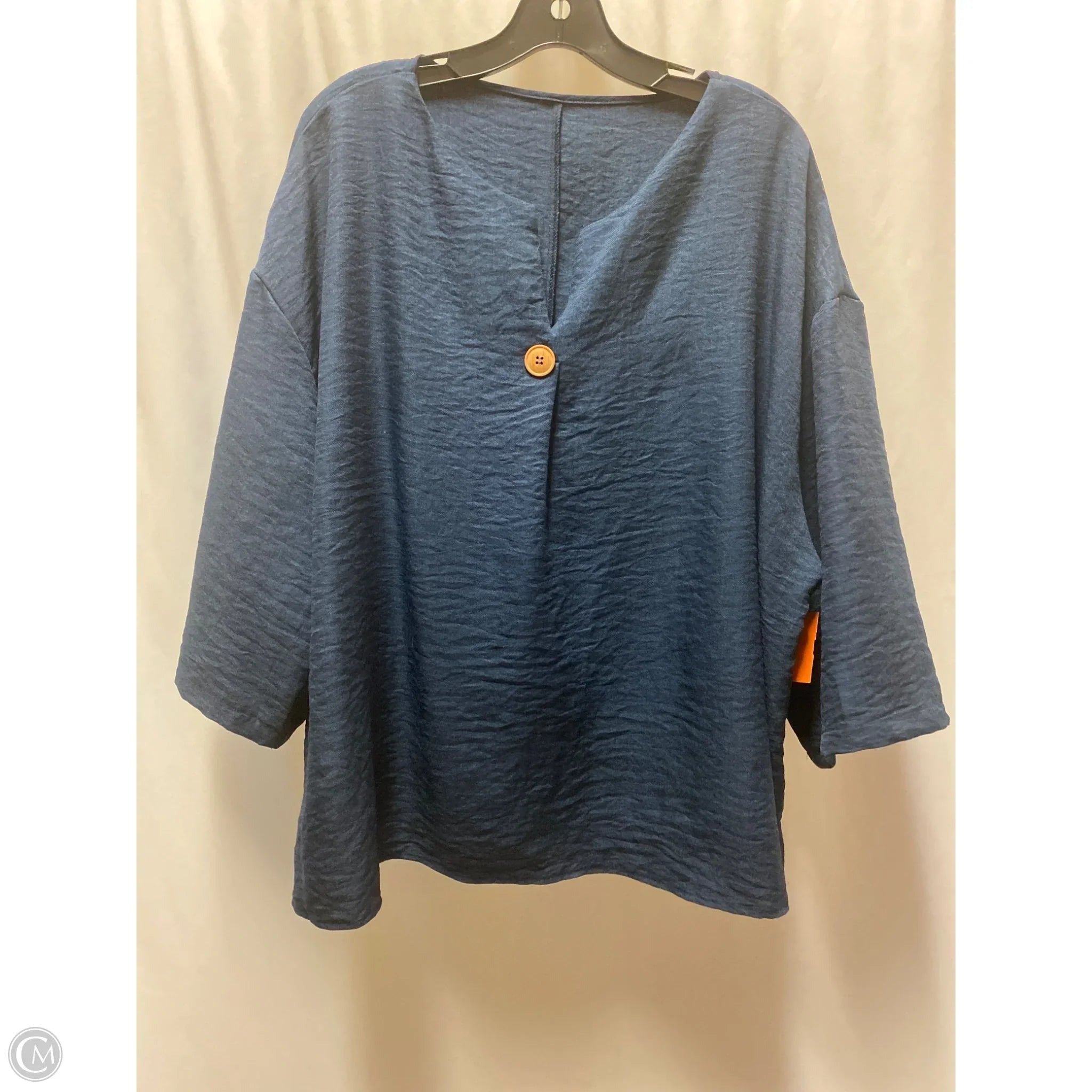 Top Short Sleeve By Shein In Navy, Size: 3x