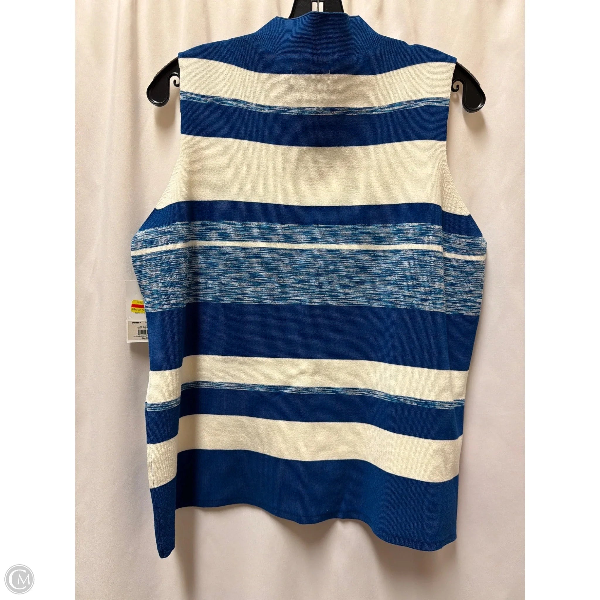 Top Sleeveless By Nine West In Blue & White, Size: Xl