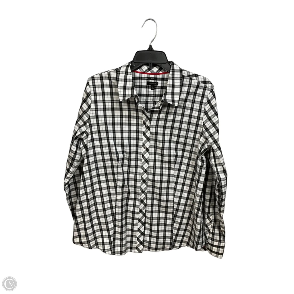Top Long Sleeve By Talbots In Plaid Pattern, Size: M