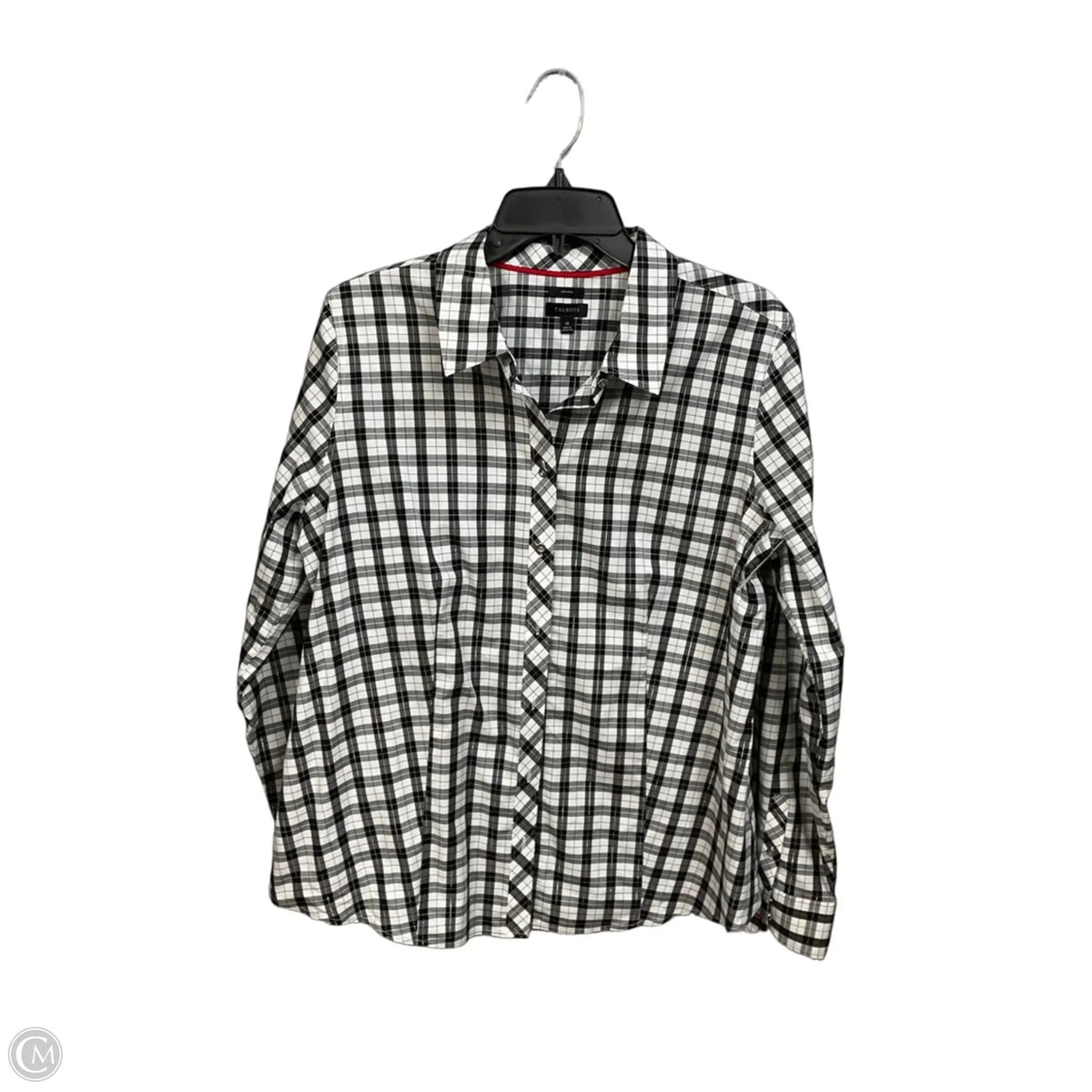 Top Long Sleeve By Talbots In Plaid Pattern, Size: M