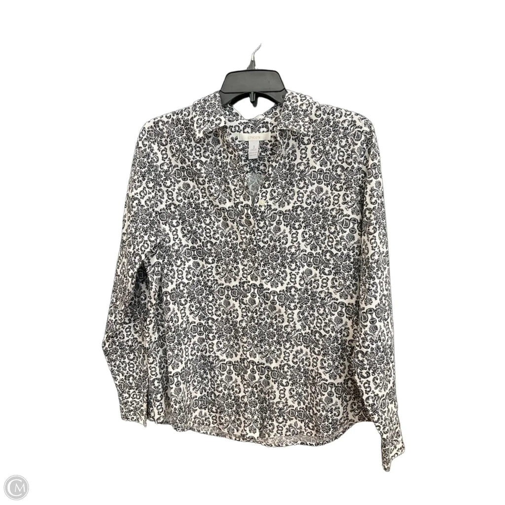Blouse Long Sleeve By Chicos In White, Size: L