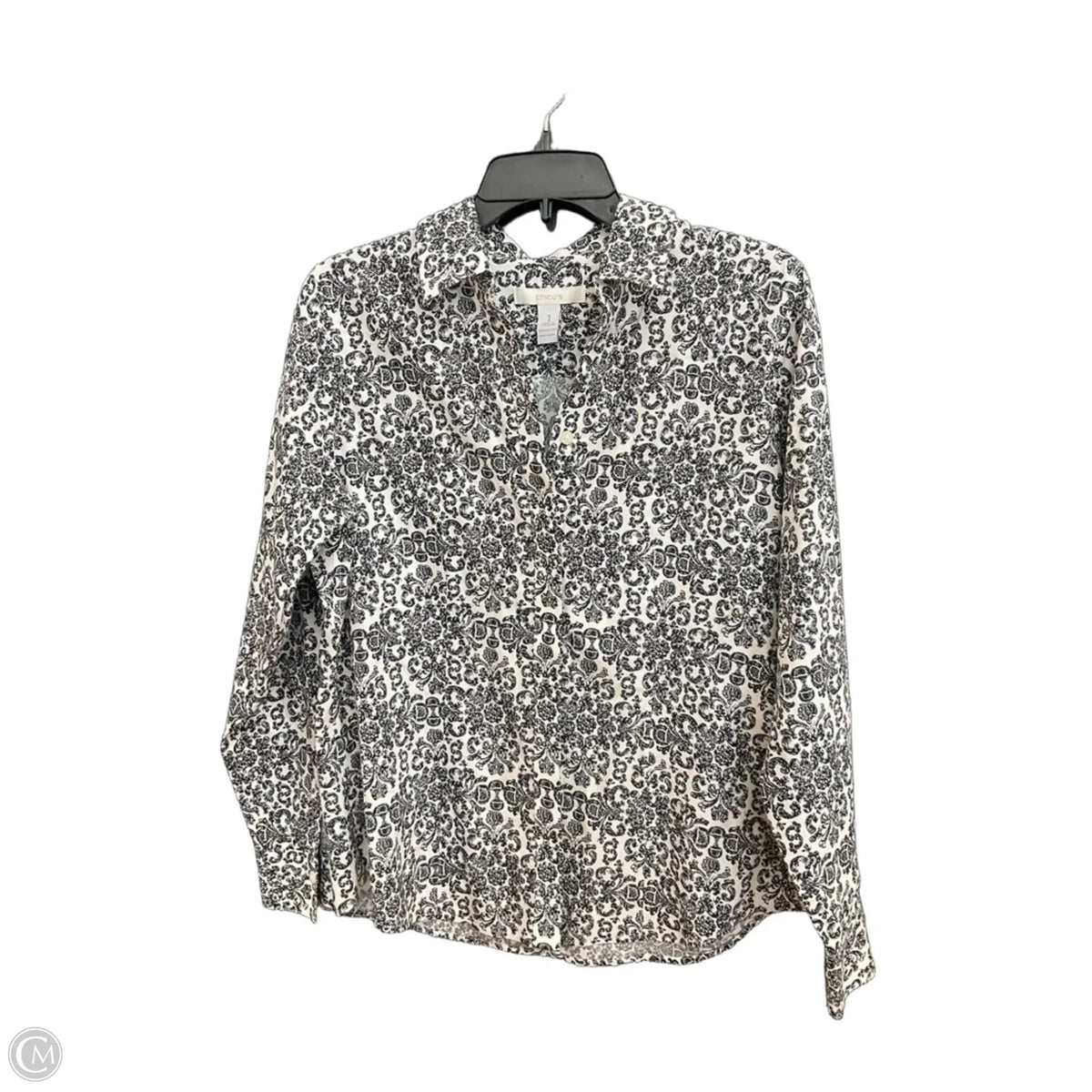 Blouse Long Sleeve By Chicos In White, Size: L
