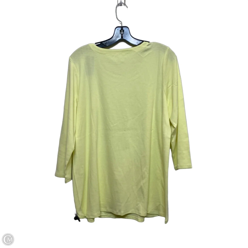 Top 3/4 Sleeve Basic By J. Jill In Yellow, Size: L