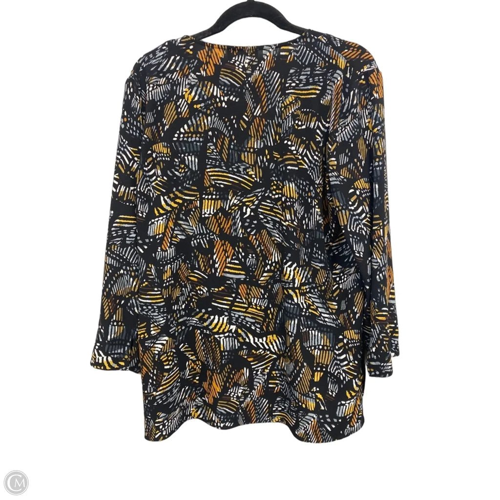 Top Long Sleeve By Peck And Peck In Black & Orange, Size: L