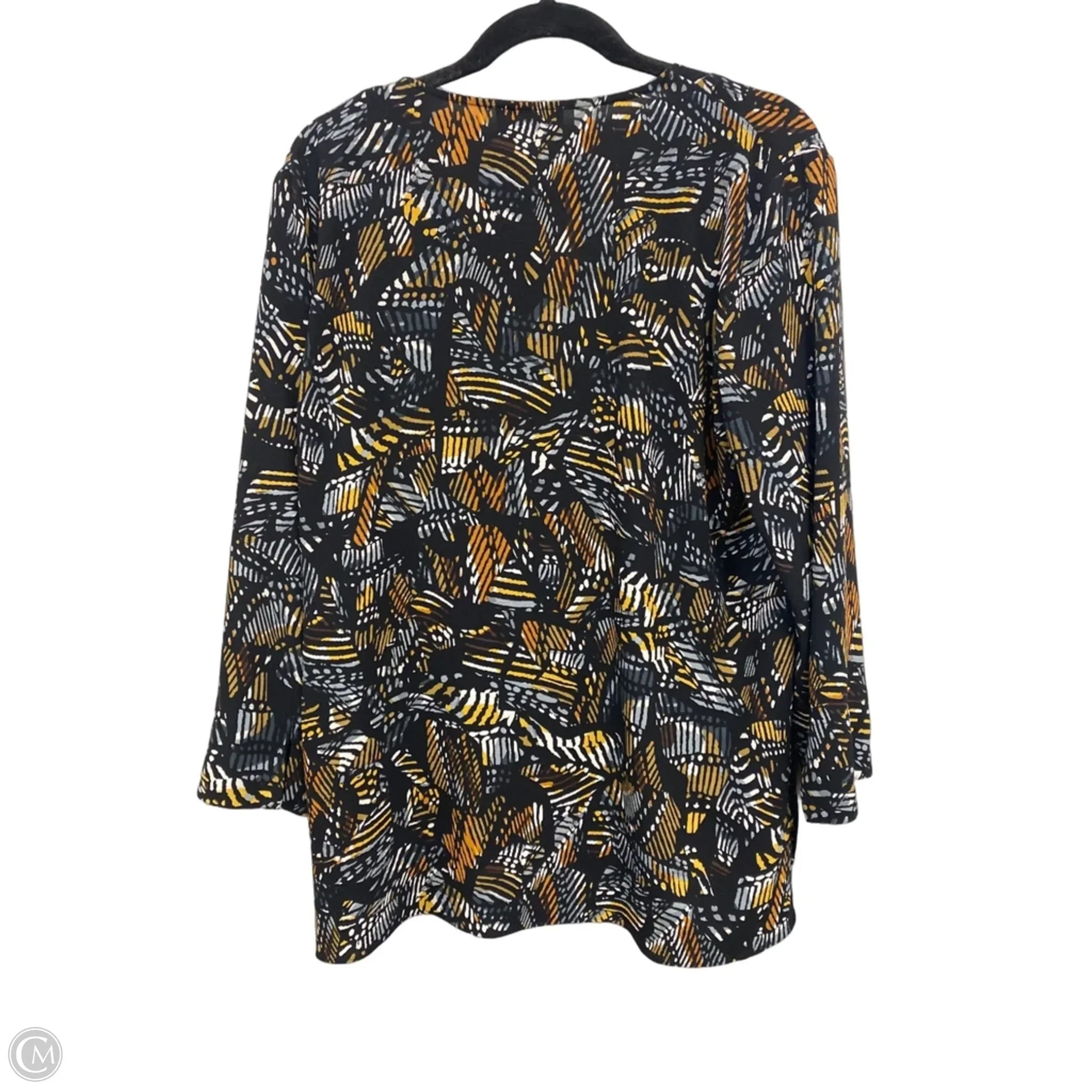 Top Long Sleeve By Peck And Peck In Black & Orange, Size: L