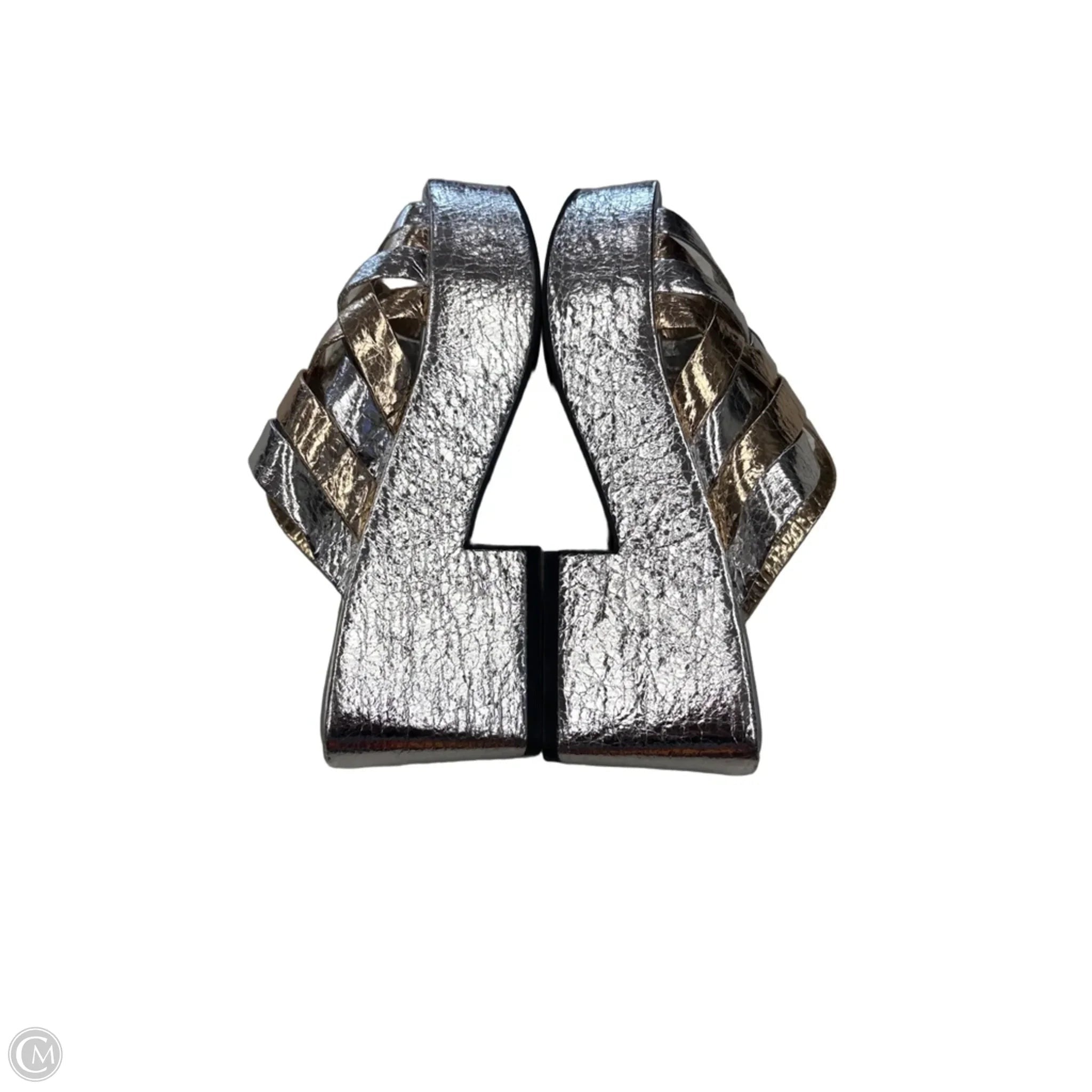 Sandals Heels Platform By Katy Perry In Gold & Silver, Size: 8.5