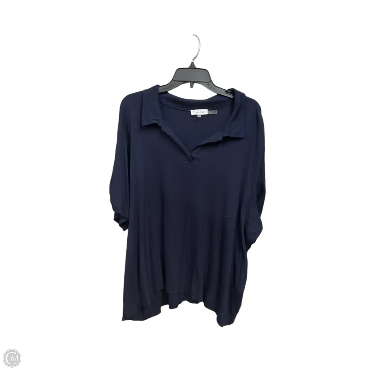 Top Short Sleeve By Calvin Klein In Navy, Size: 3x
