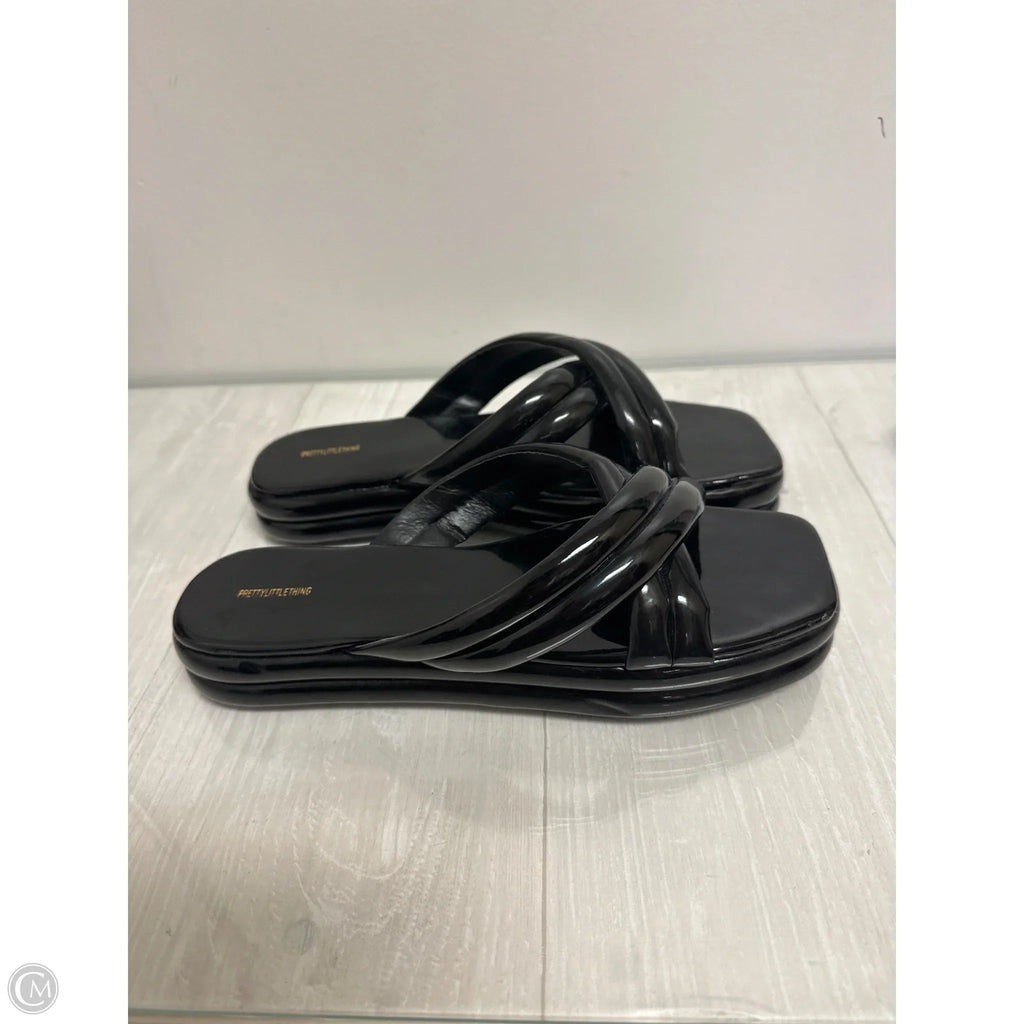 Sandals Flats By Pretty Little Thing In Black, Size: 8