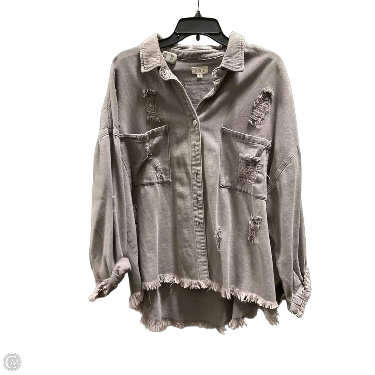 Jacket Denim By Pol In Grey, Size: L