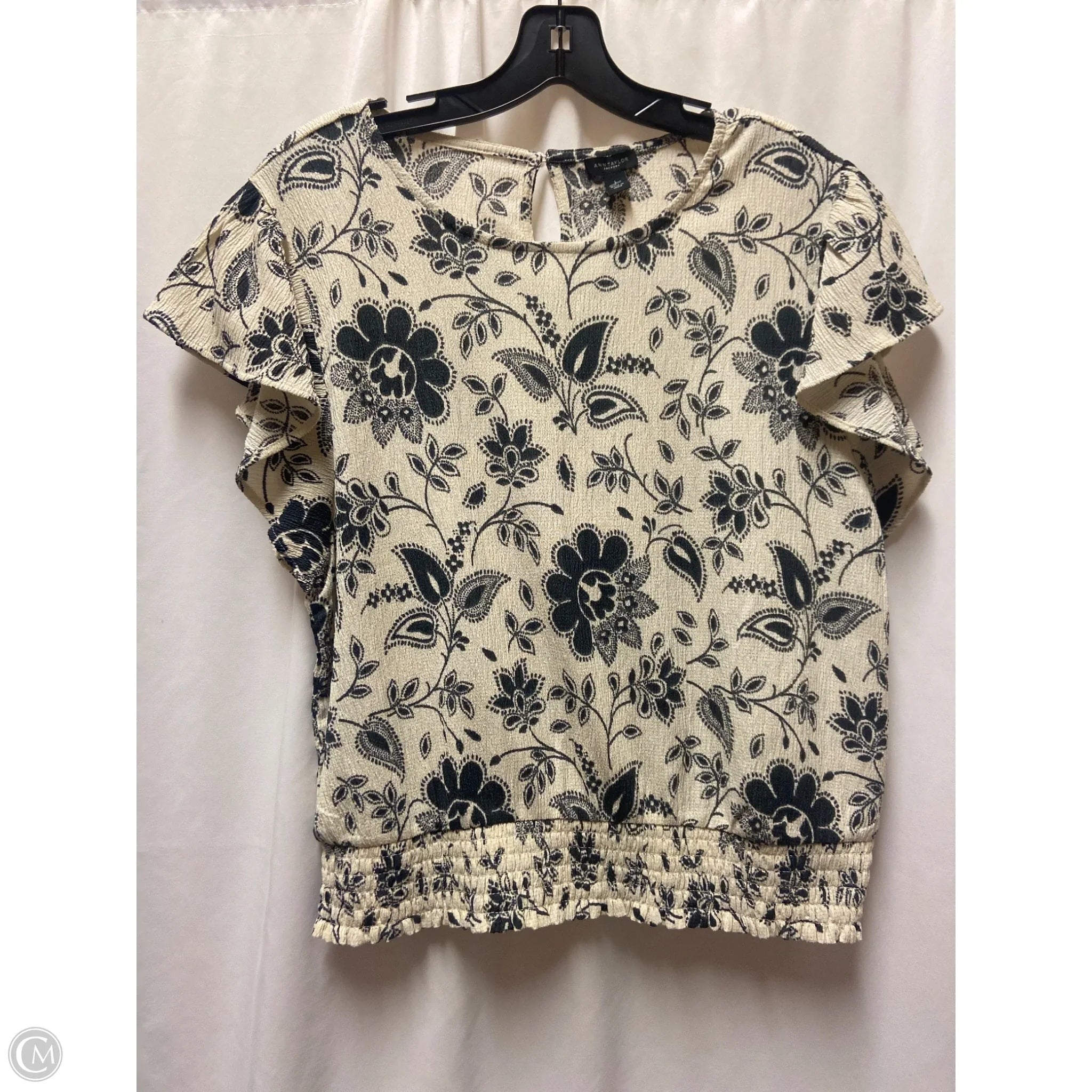 Top Short Sleeve By Ann Taylor In Tan, Size: L
