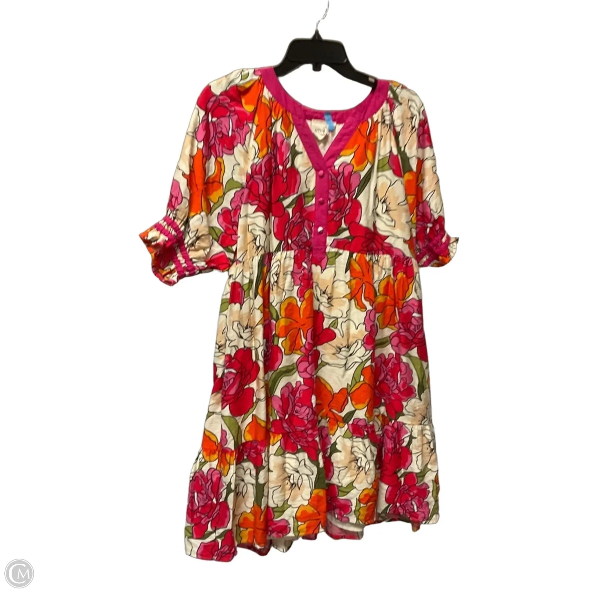 Dress Casual Short By Umgee In Cream & Pink, Size: S