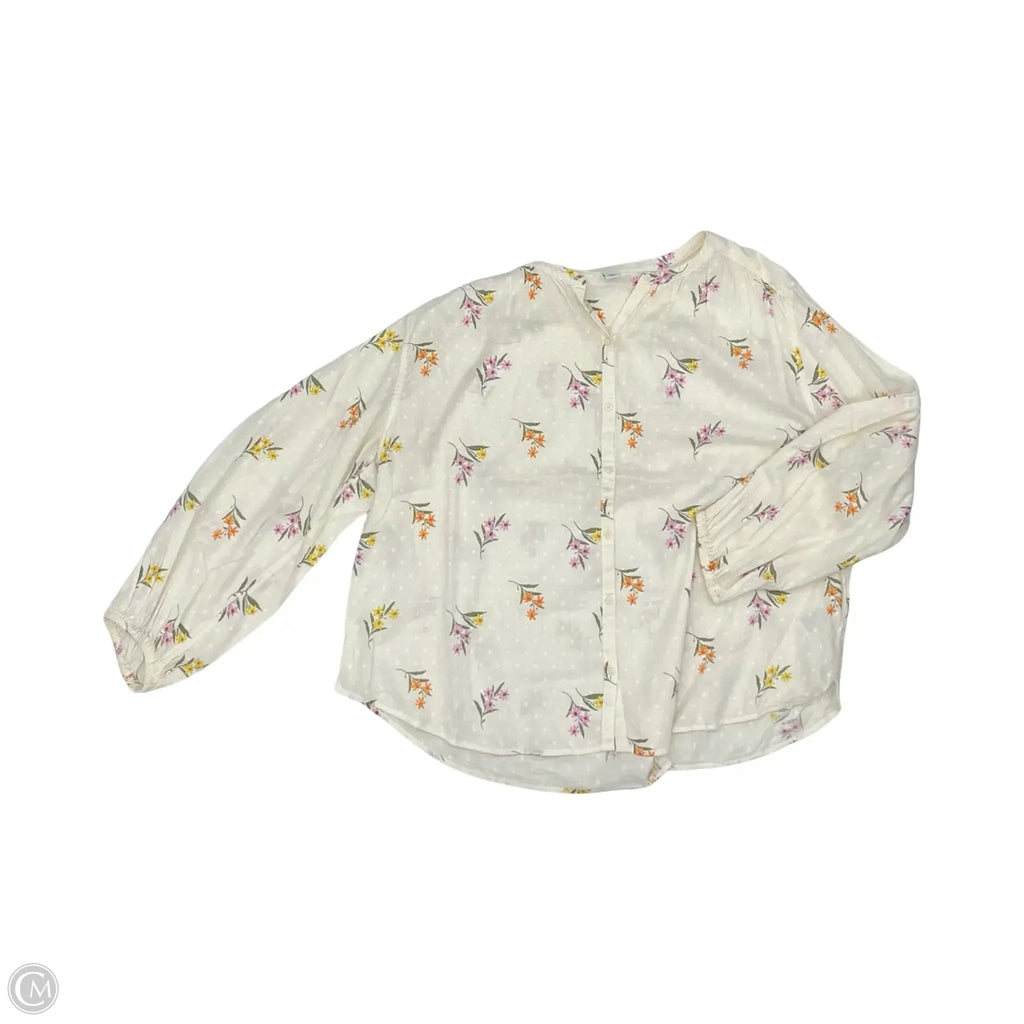 Blouse Long Sleeve By Old Navy In Cream, Size: L