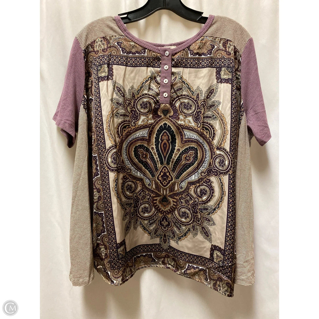 Top Short Sleeve By Oddi In Purple, Size: L