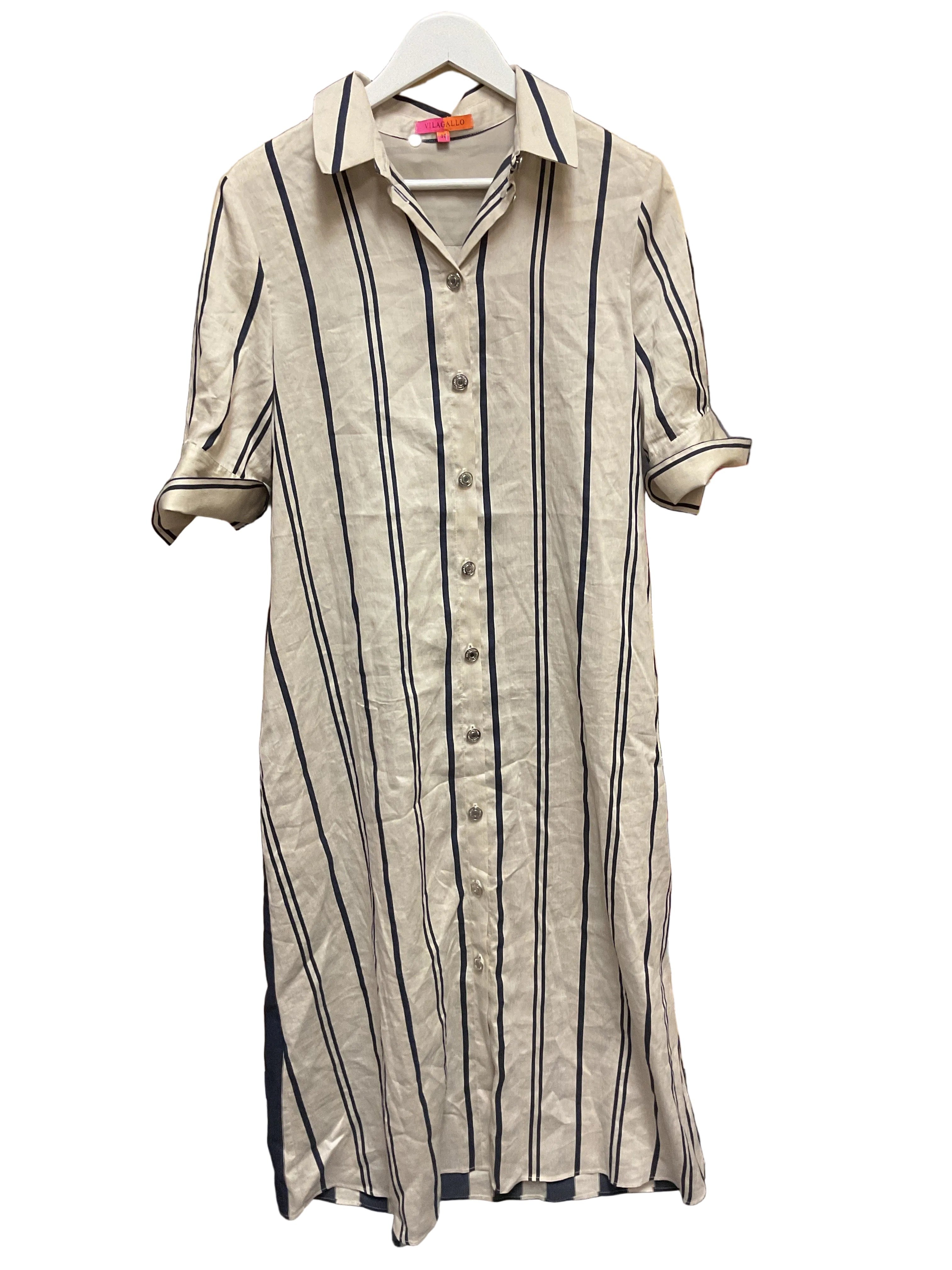 Dress Casual Maxi By Vilagallo In Blue & Cream, Size:M
