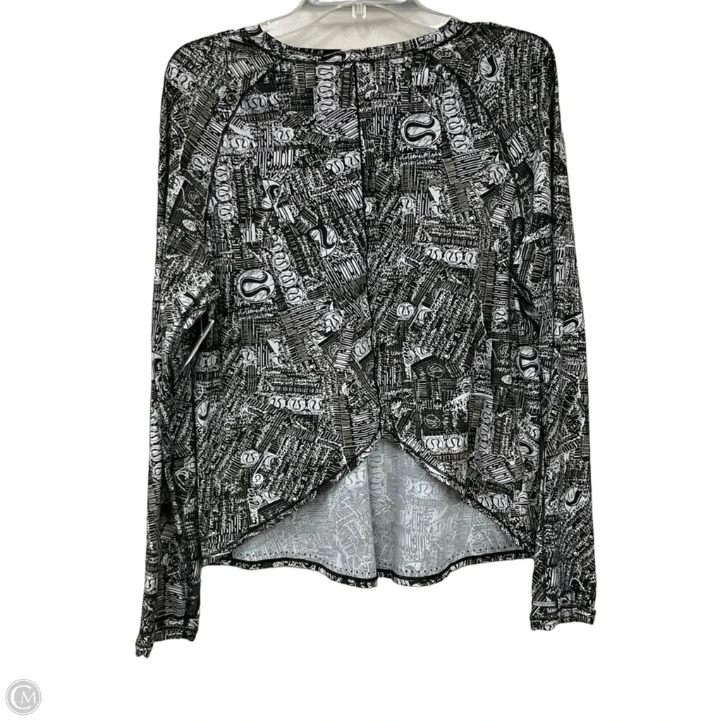 Athletic Top Long Sleeve Crewneck By Lululemon In Black & White, Size: 12