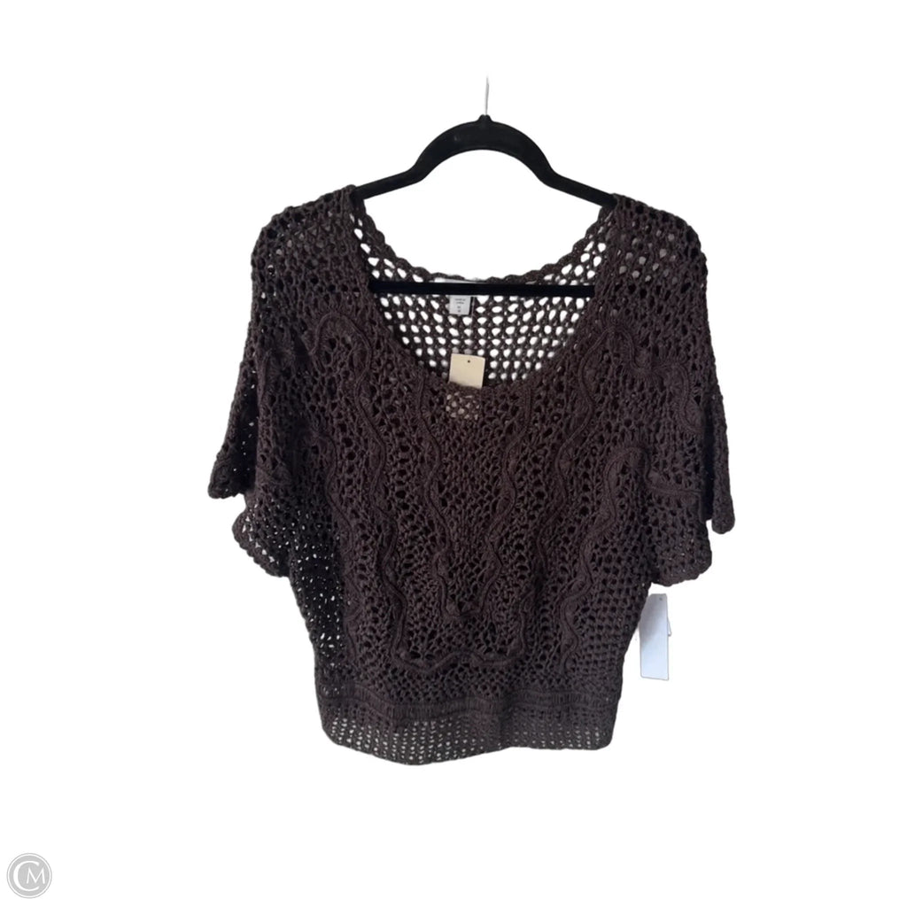 Sweater Short Sleeve By Chicos In Brown, Size: Xl