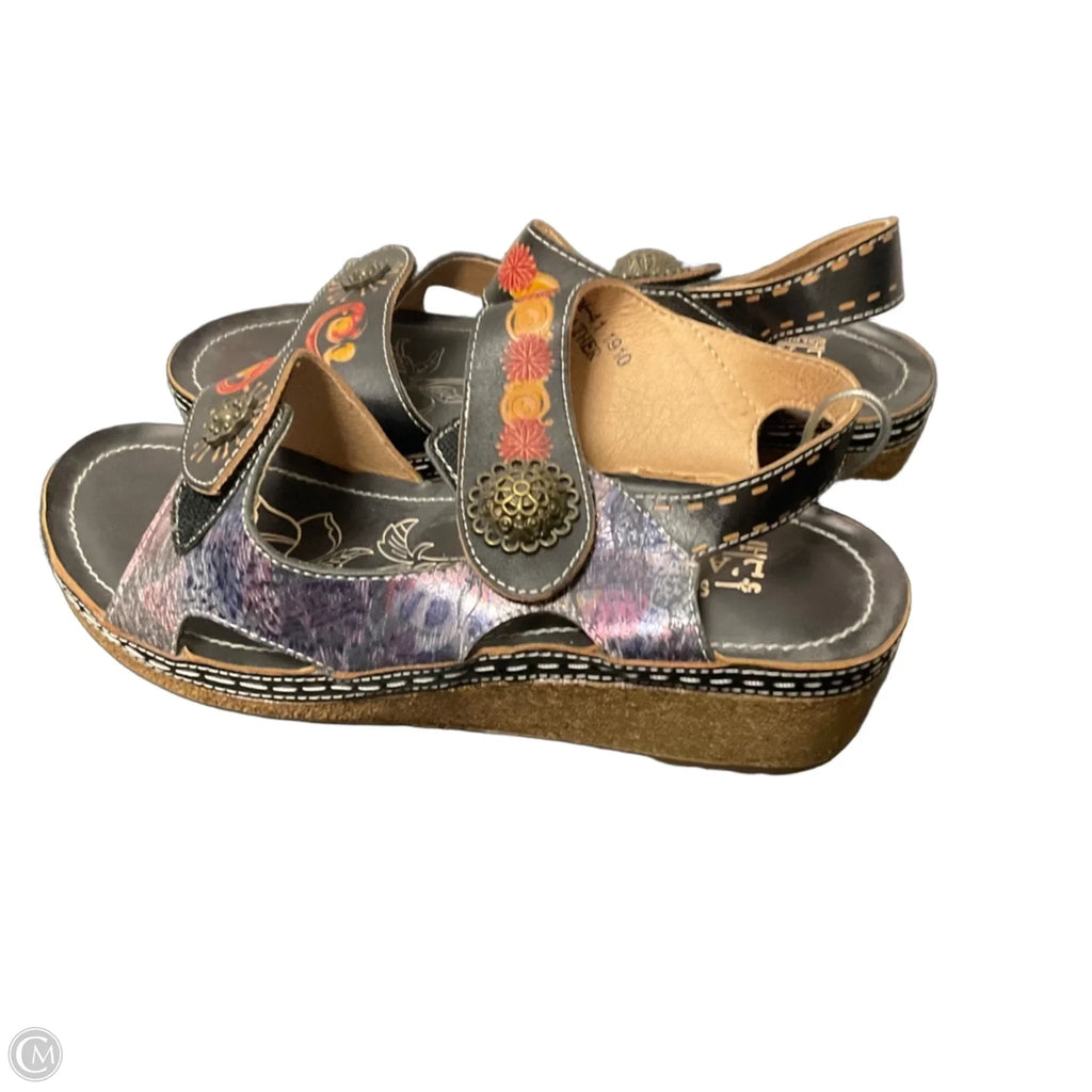 Sandals Heels Wedge By Spring Step In Black, Size: 10
