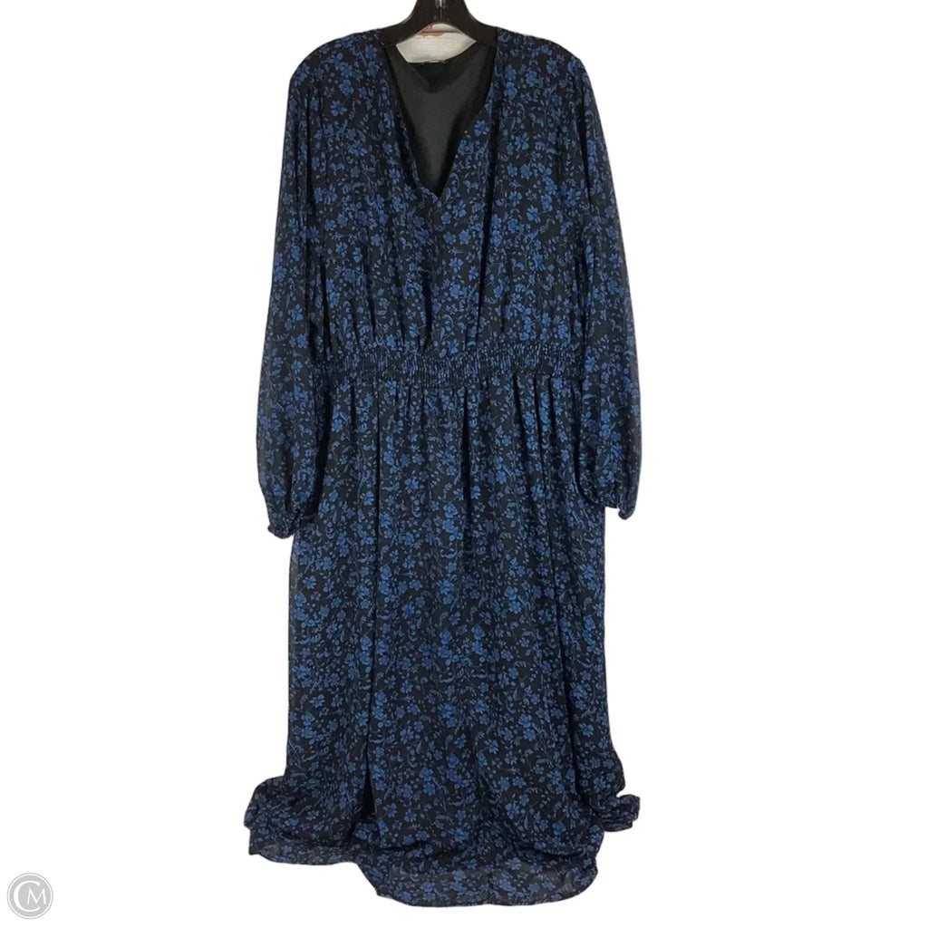 Dress Casual Midi By Clothes Mentor In Black & Blue, Size: 22/24